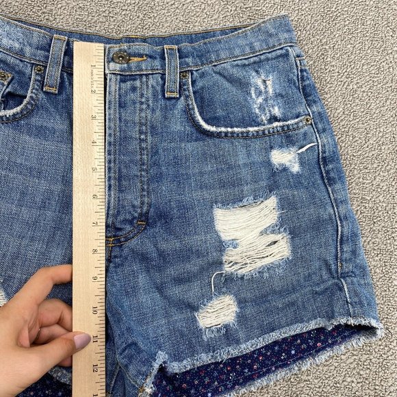 Carmar High Rise Rolled Cuff Jean Shorts Women's 26 Distressed Cotton Denim Blue - Picture 9 of 11